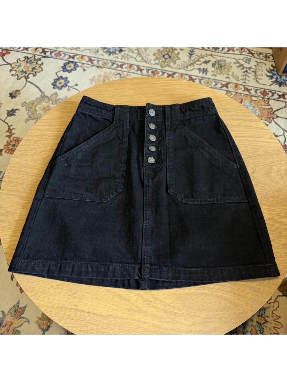 Hollister Ultra High Rise Black Denim Mini Skirt